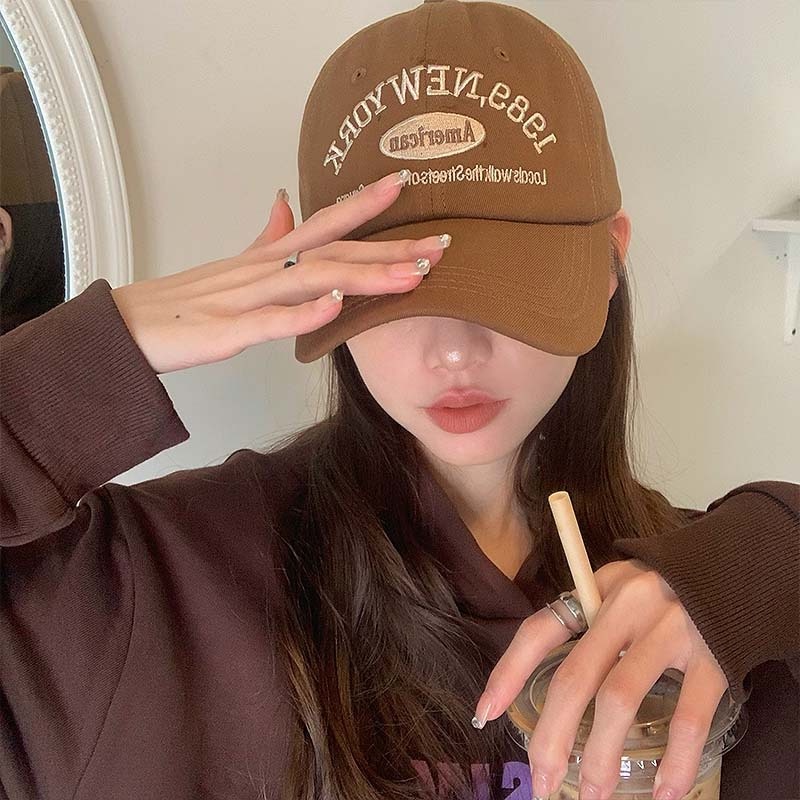 Mũ Lưỡi Trai Cotton Màu Trơn Thêu Chữ New York 1989 Phong Cách Hip Hop Cá Tính