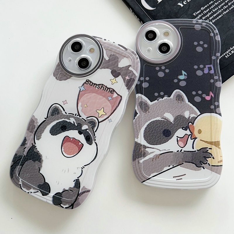 Cute Casing Redmi 12C A1 10C 10A 9C 9A 9S 8 6A 5A Note 12 4G 5G 11S 11 10s 10 Pro 9 9S 8 POCO X4 X5 M3 X3 Pro NFC Cartoon Raccoon Duck Waves Edge Fine Hole  Soft Phone Case Cover STB 07