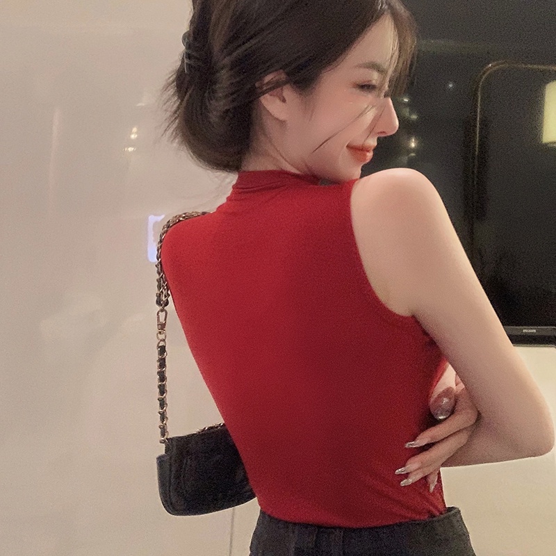 IELGY Áo Sát Nách Cổ Lọ Dáng Ôm Thời Trang Cho Nữ