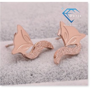 Bông tai nữ doris titan hồ ly phun cát gold / silver / rose gold e1-202