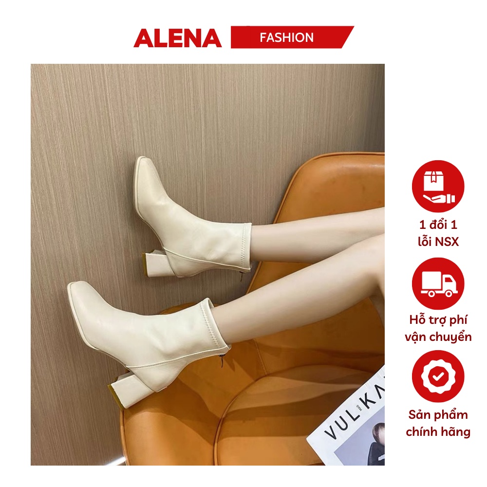 Boot nữ cổ cao ALENA Fashion giày bốt da mềm lót nỉ khóa sau cao cấp bốt nữ gót vuông đễ cao 6cm dáng lửng thời trang