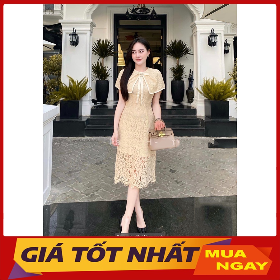 Váy Ren Nơ Cổ Tiểu Thư Hàng Thiết Kế Cao Cấp 2 Lớp V3021 - Yamy888