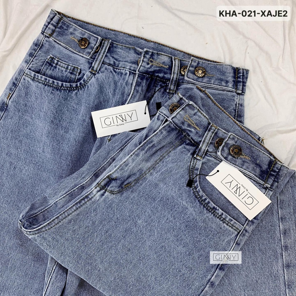Quần Baggy Nữ Jean Hack Chân KHA-021 | Vải Jean Wash Xịn | GINNY.VN