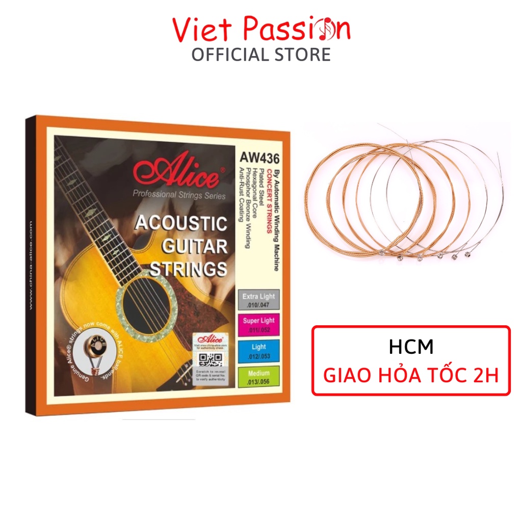 Dây đàn guitar acoustic Alice AW436 AW432 A206 A406 cỡ 11 chính hãng dây sắt cho đàn ghi ta vietpassion HCM