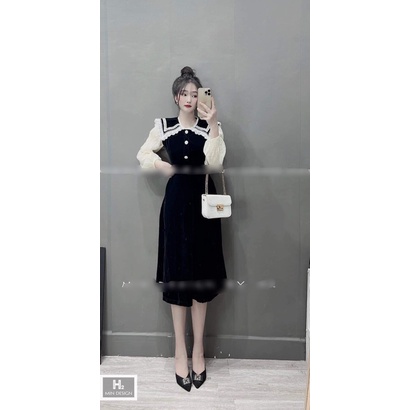 Bigsize 60-90kg váy nhung phối ren siêu xinh