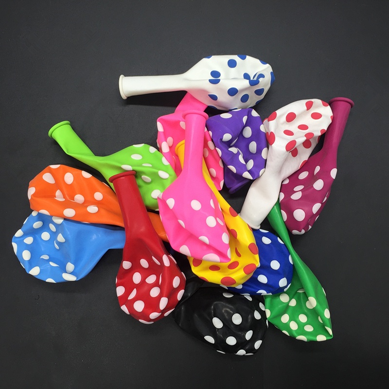 Set 10 Bong Bóng Cao Su Dày 12 Inch Họa Tiết Chấm Bi Nhiều Màu Sắc Trang Trí Tiệc Sinh Nhật Cho Bé