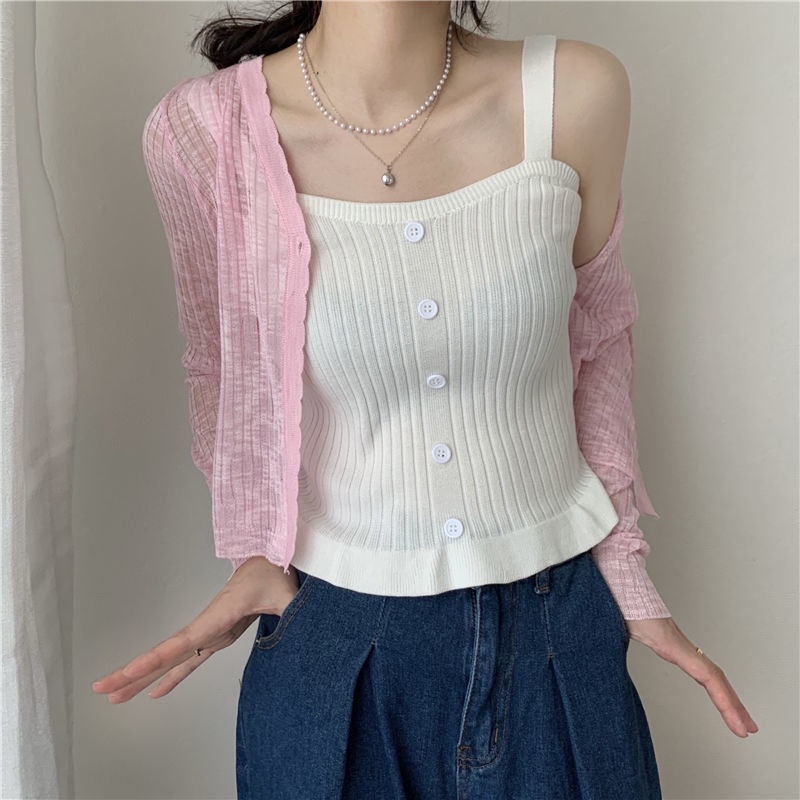 Áo Dệt Kim Không Tay Dáng Ôm Thời Trang Mùa Hè Dành Cho Nữ