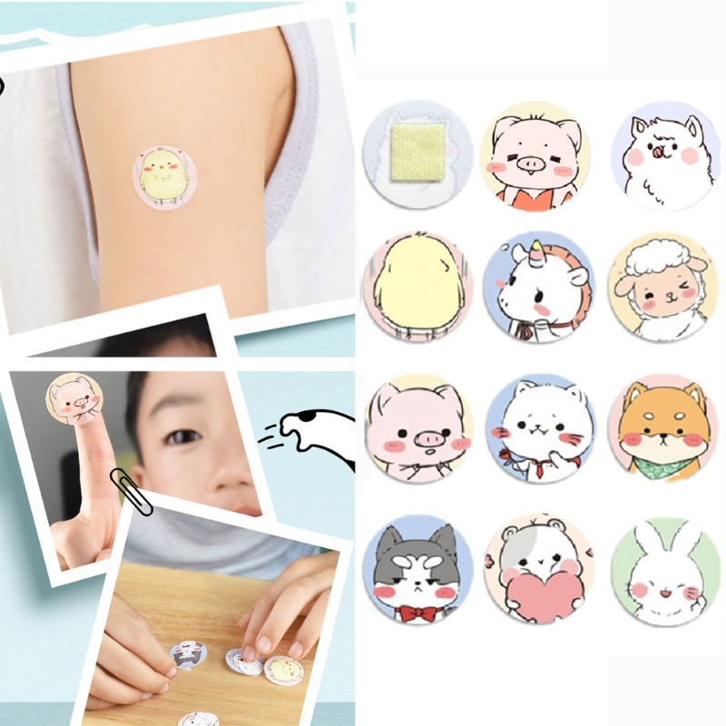Set 120 Băng Dán Tự Dính Hình Tròn Dễ Thương Hỗ Trợ Vết Thương Cho Bé Trai / Bé Gái