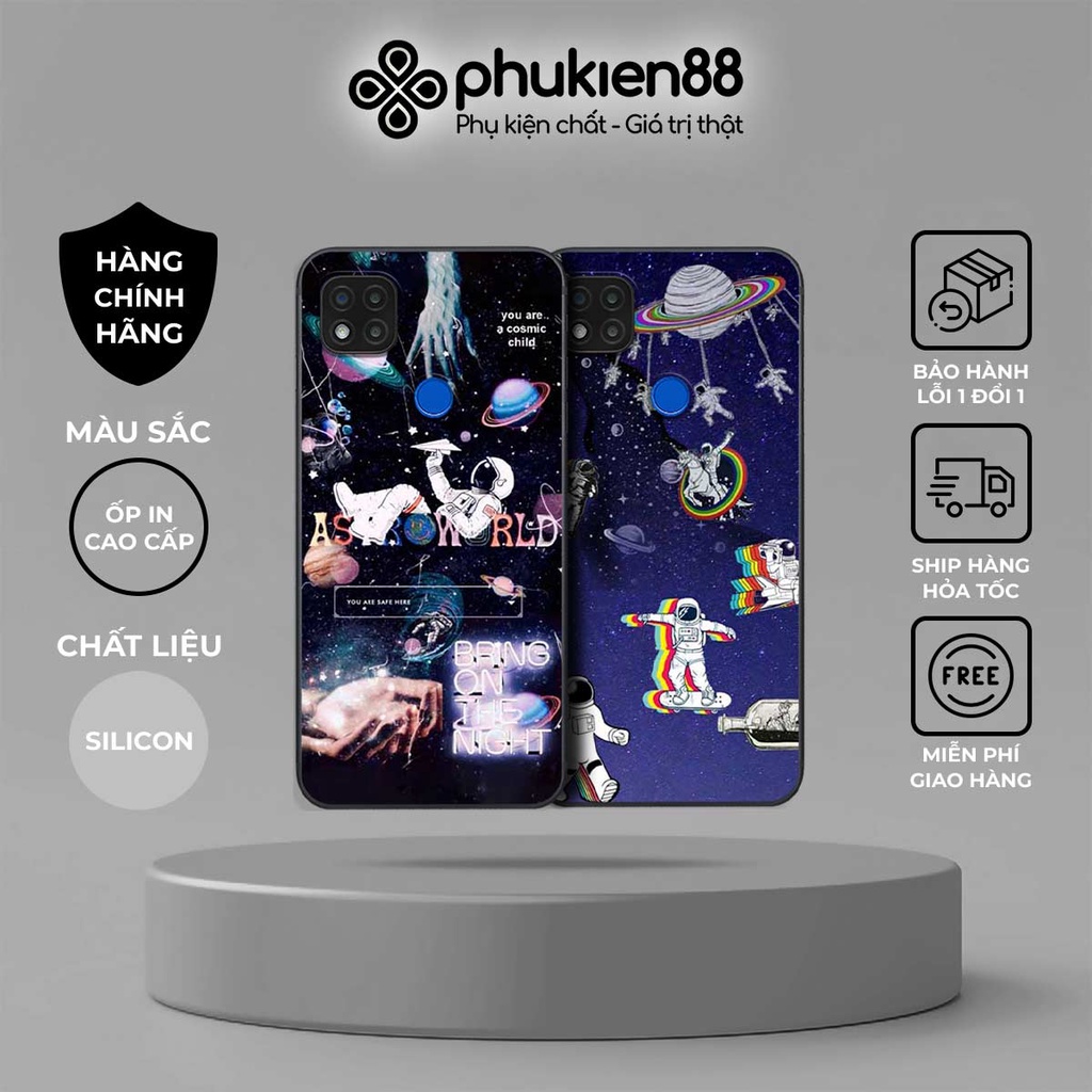 Ốp lưng Xiaomi Redmi 9C hình phi hành gia phê pha, lang thang trên mây, ốp rẻ bền đẹp