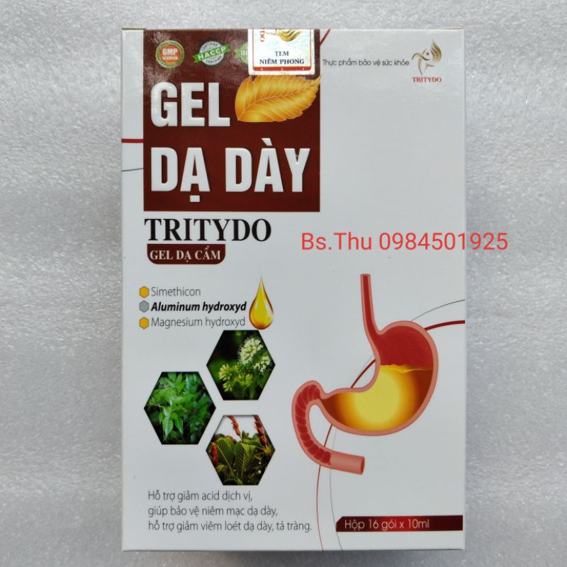 GASTRO NB hộp 16 gói Gel dạ dày Tritydo Dạ Cẩm chiết xuất thảo dược, không chứa đường hỗ trợ bảo vệ sức khỏe tiêu hóa