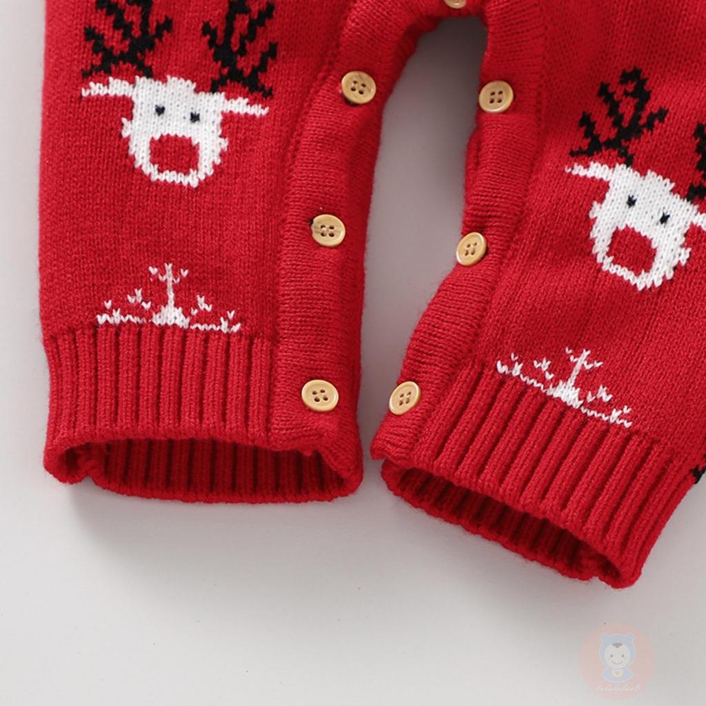 Áo liền quần DàI Tay Cổ TròN, HọA TiếT GiáNg Sinh LAA6 Cho Bé Sơ Sinh