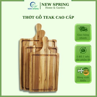Thớt gỗ chụp ảnh hình chữ nhật có tay cầm- thớt gỗ trang trí- thớt decor- gỗ teak nguyên khối 100%