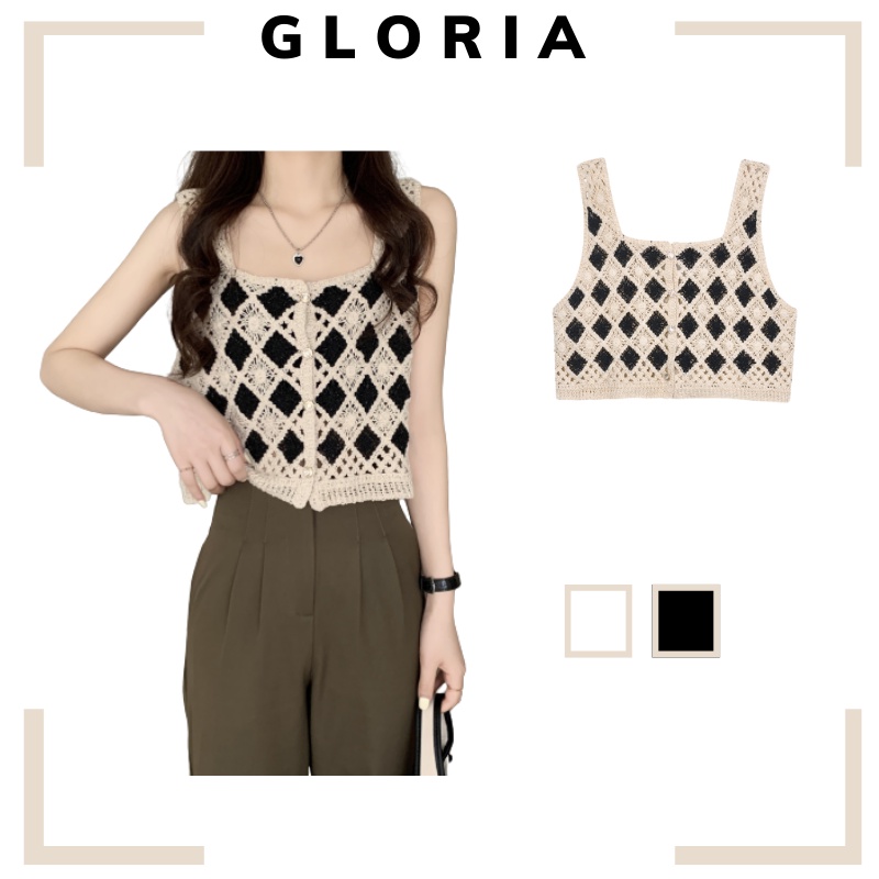 Áo khoác len cardigan GLORI, áo 2 dây bản to chất len thêu dày dặn kết hợp áo sơ mi, áo bra bên trong GL04