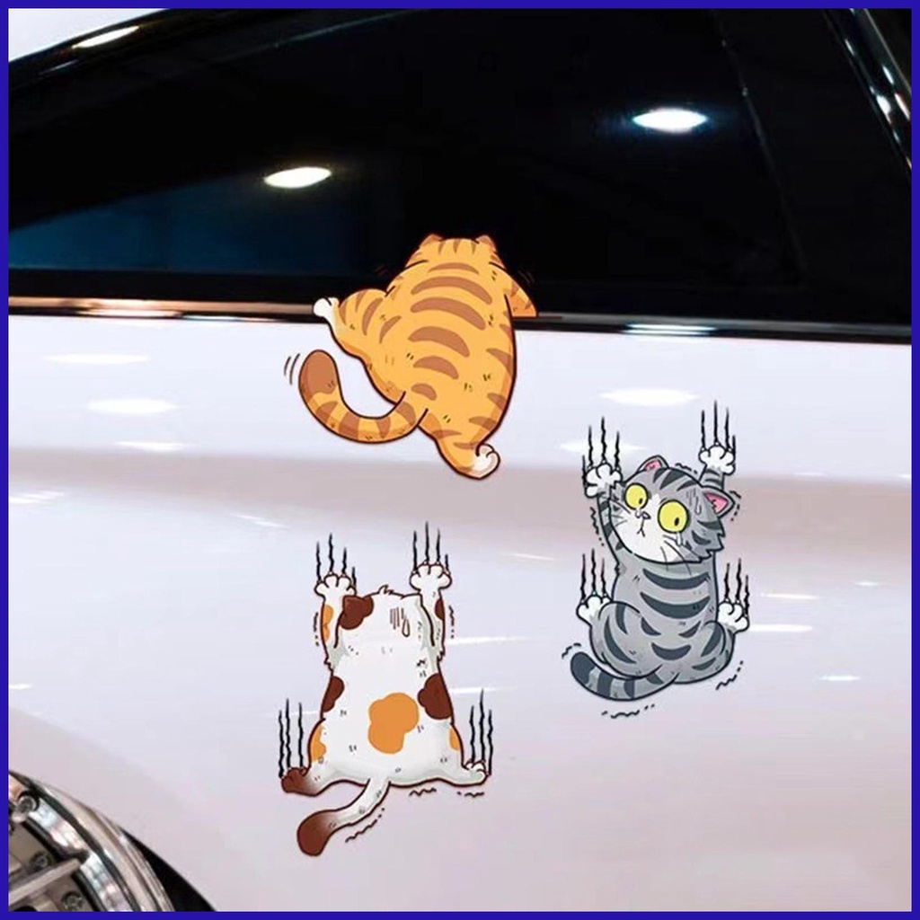 Miếng Dán Trang Trí Xe Hơi Laptop / Chai Nước / Bình Nước Hình Chú Mèo Dễ Thương