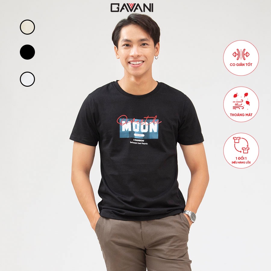 Áo thun nam cơ bản ôm, ngắn tay_Gavani OVER THE MOON