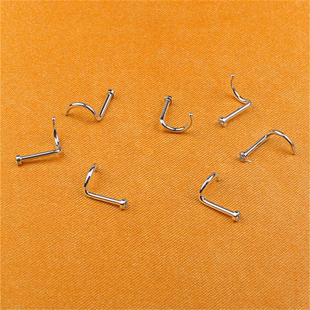 Nostril Trắng Zircon Trang Sức Titan ASTM F136 Titan zircon Mũi Cơ Thể xỏ khuyên Trang Sức