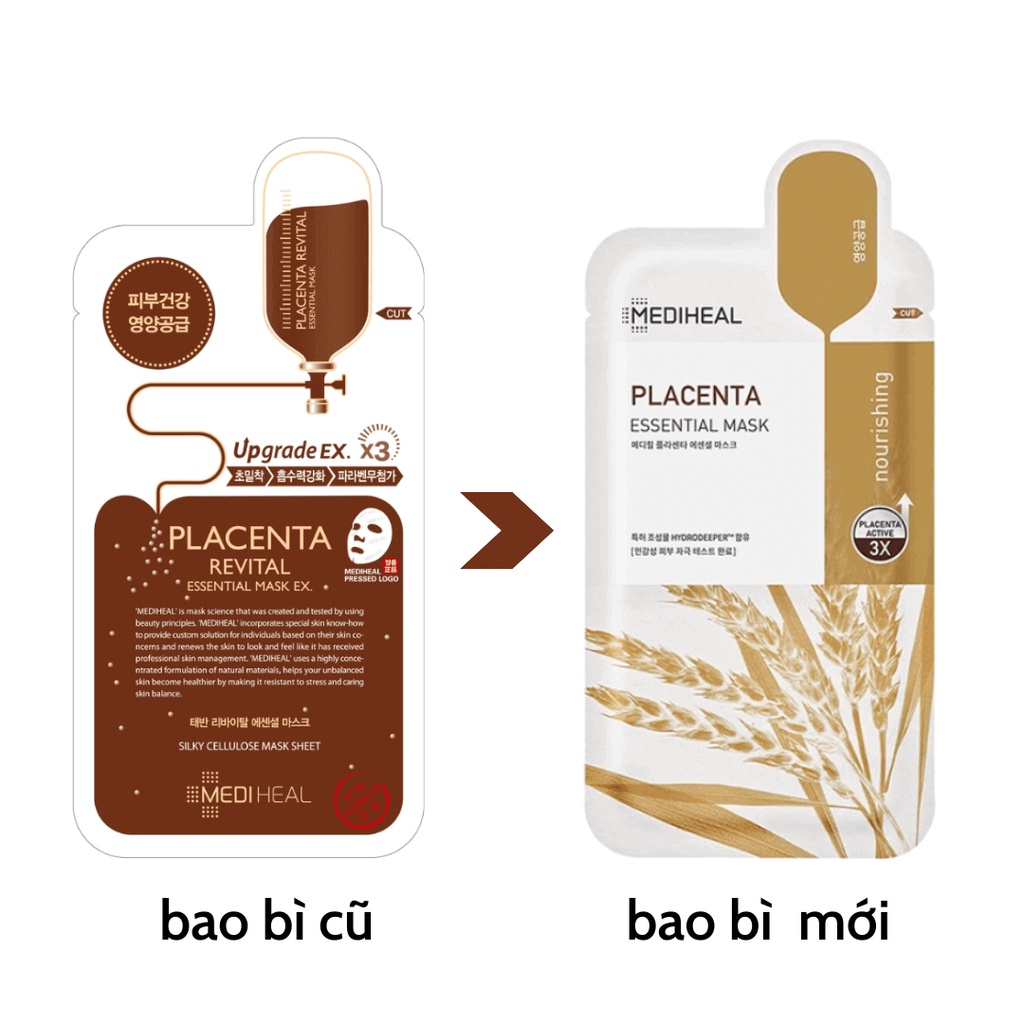 Mặt nạ nhau thai cừu giúp phục hồi da MEDIHEAL Placenta Revital Essential Mask EX. 24ml x 1