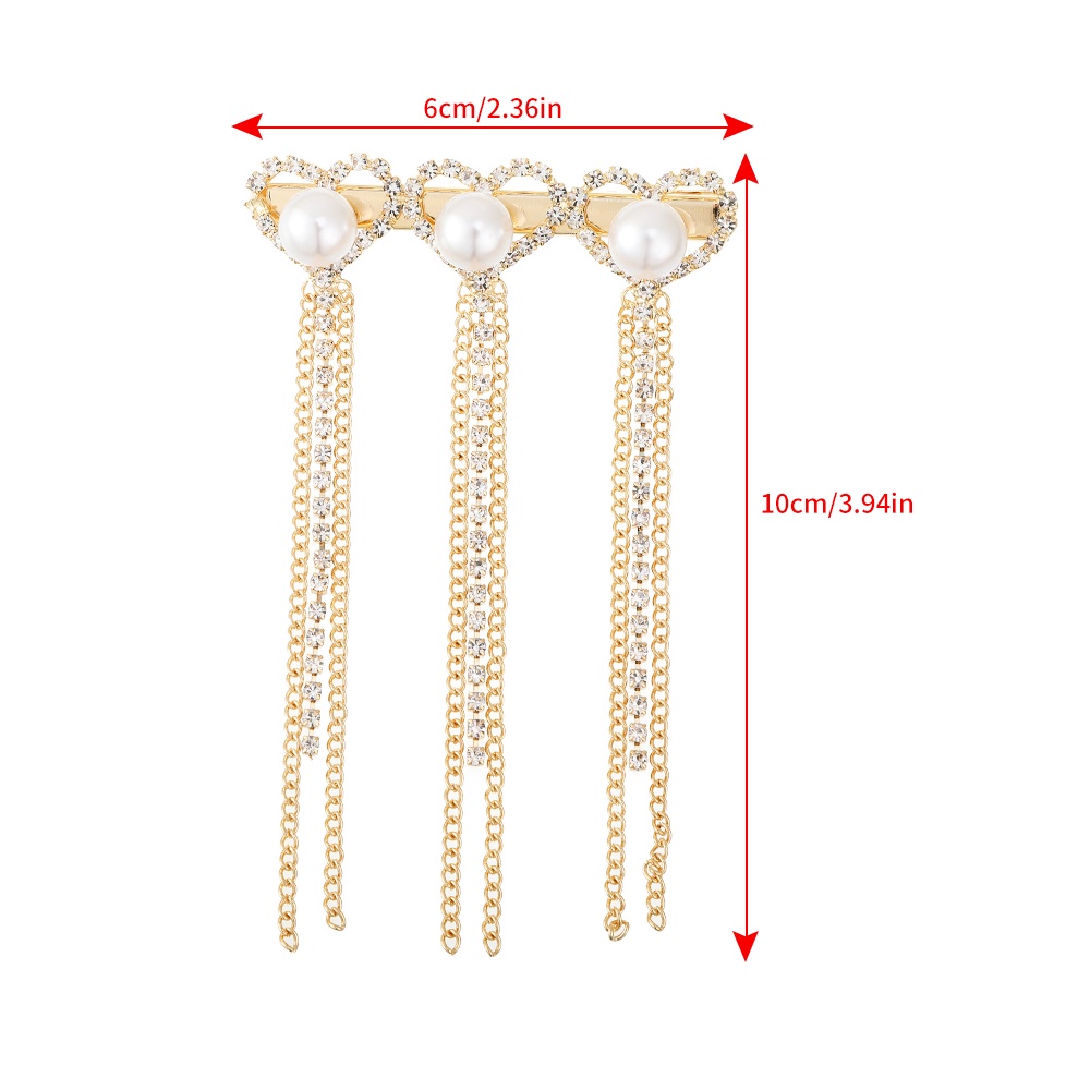 Kẹp Tóc Haimeikang Chữ A Đính Đá Phối Dây Xích Kim Loại Đơn Giản Phong Cách Hàn Quốc