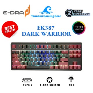 Bàn phím cơ gaming E-Dra EK387 RGB Dark Warrior I E-dra Switch I PBT keycap I USB type C
