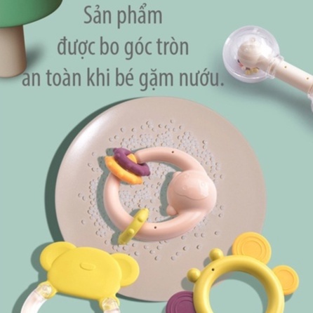 Bộ Xúc Xắc Gặm Nướu Silicon Cầm Tay An Toàn Cho Bé 6, 8, 10 Chi Tiết  GN011