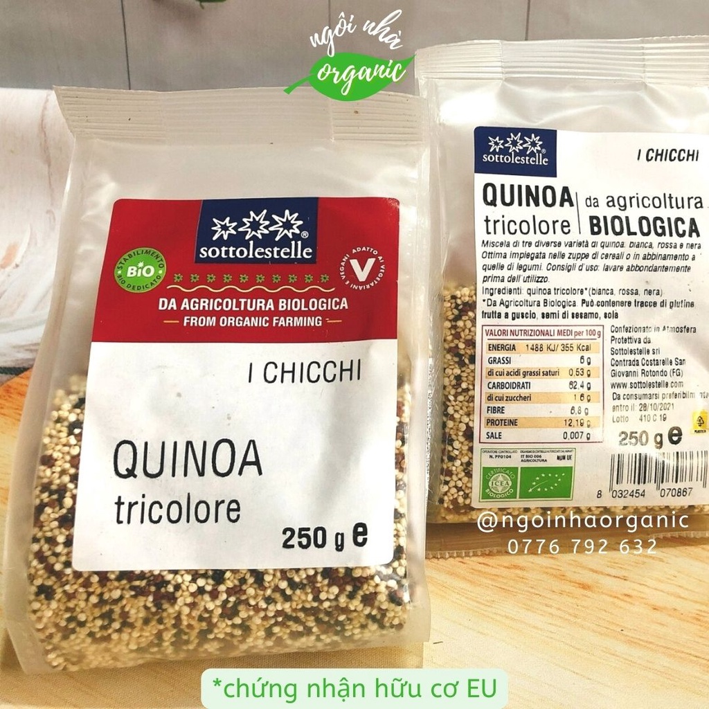 Hạt diêm mạch hỗn hợp ba màu hữu cơ Sottolestelle – Quinoa Tricolore
