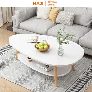 Bàn trà sofa 2 tầng chống nước hiện đại, Bàn cafe hình trứng HAJI thiết kế độc đáo tạo điểm nhấn cho không gian A56
