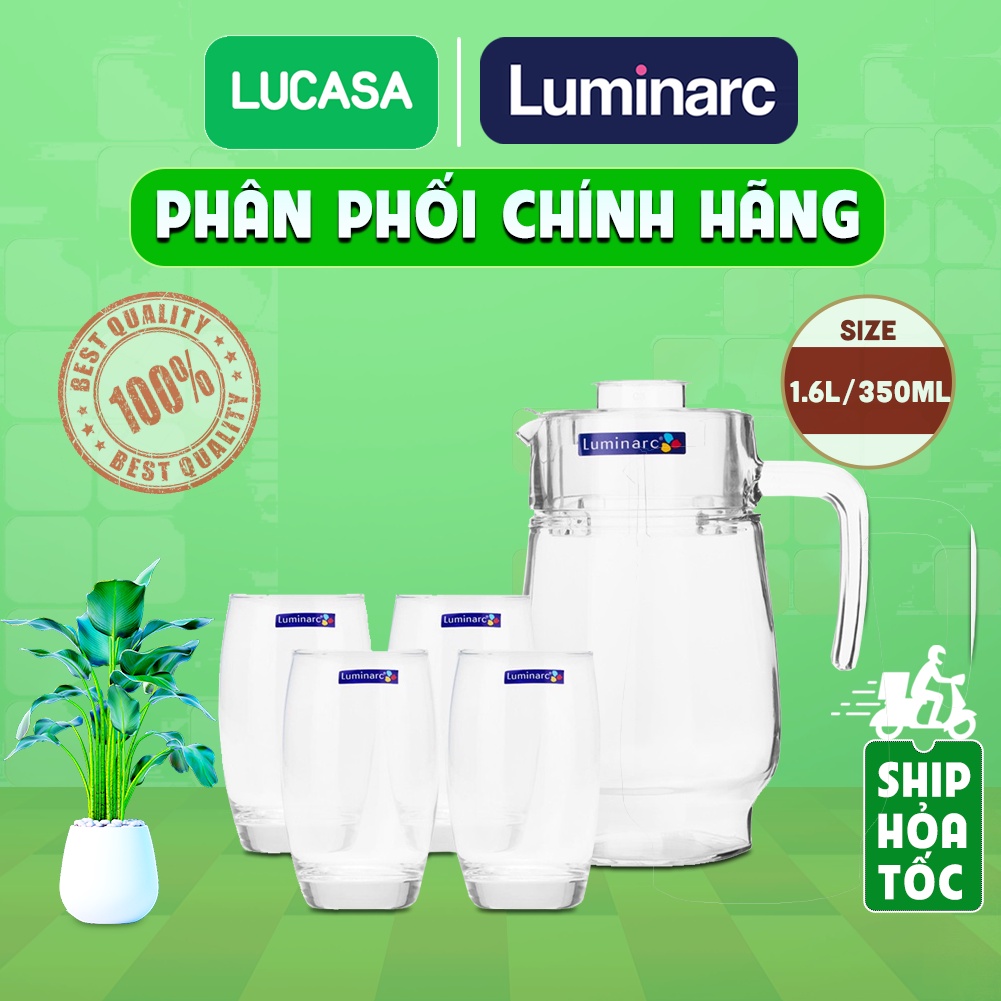 Bộ Bình Ly Thủy Tinh Luminarc Tivoli Salto 5 Món L3505M - 1.6L | Phân Phối Chính Hãng