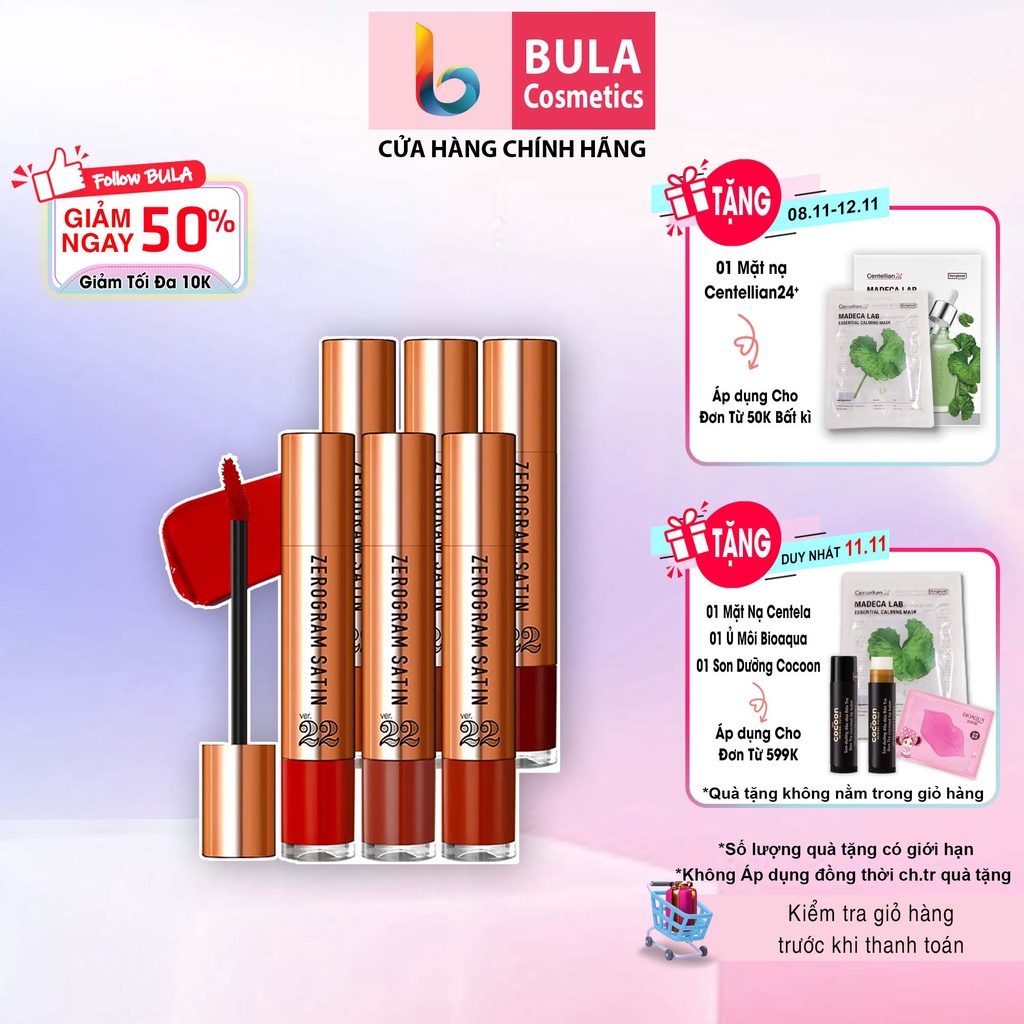 Son Kem Màu Đẹp CHOSUNGAH ZEROGRAM SATIN VELVET LIP TINT Mịn Mượt (6g)