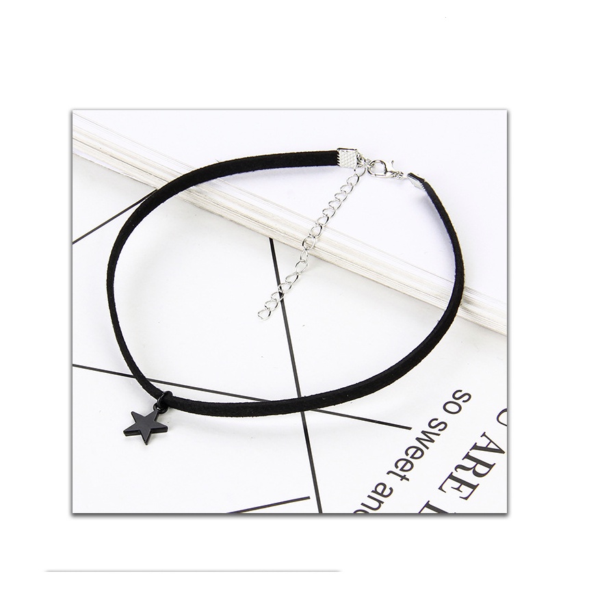 Vòng cổ dây chuyền choker nữ vải nỉ mặt ngôi sao đen phong cách hàn quốc cá tính mẫu mới