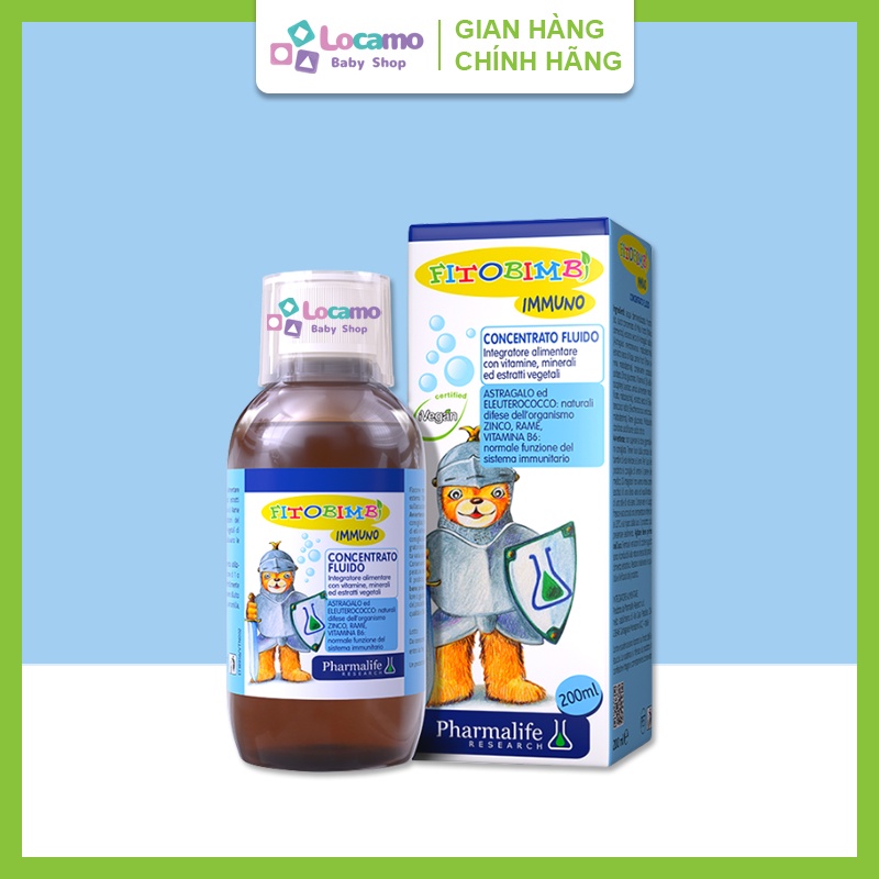 Tăng đề kháng cho bé Fitobimbi Immuno Gúp tăng cường hệ miễn dịch Nâng cao sức khỏe Hồi phục nhanh Hết ốm vặt Chai 200ml