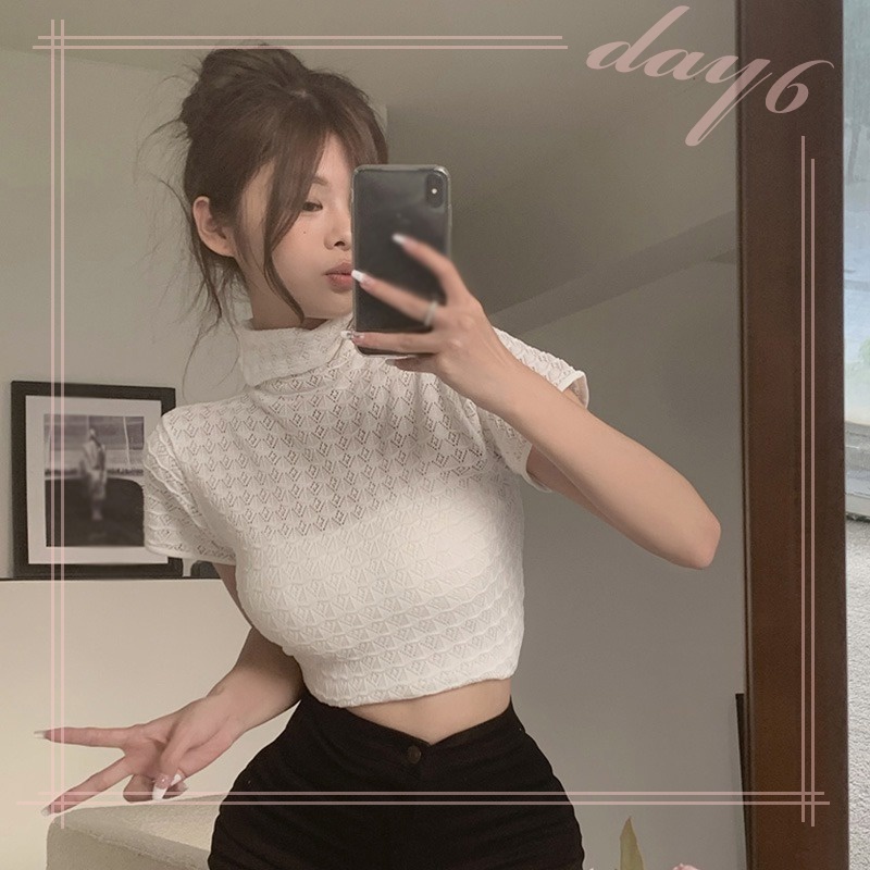 Áo Thun Croptop Tay Ngắn Màu Sắc Đơn Giản Quyến Rũ Cho Nữ