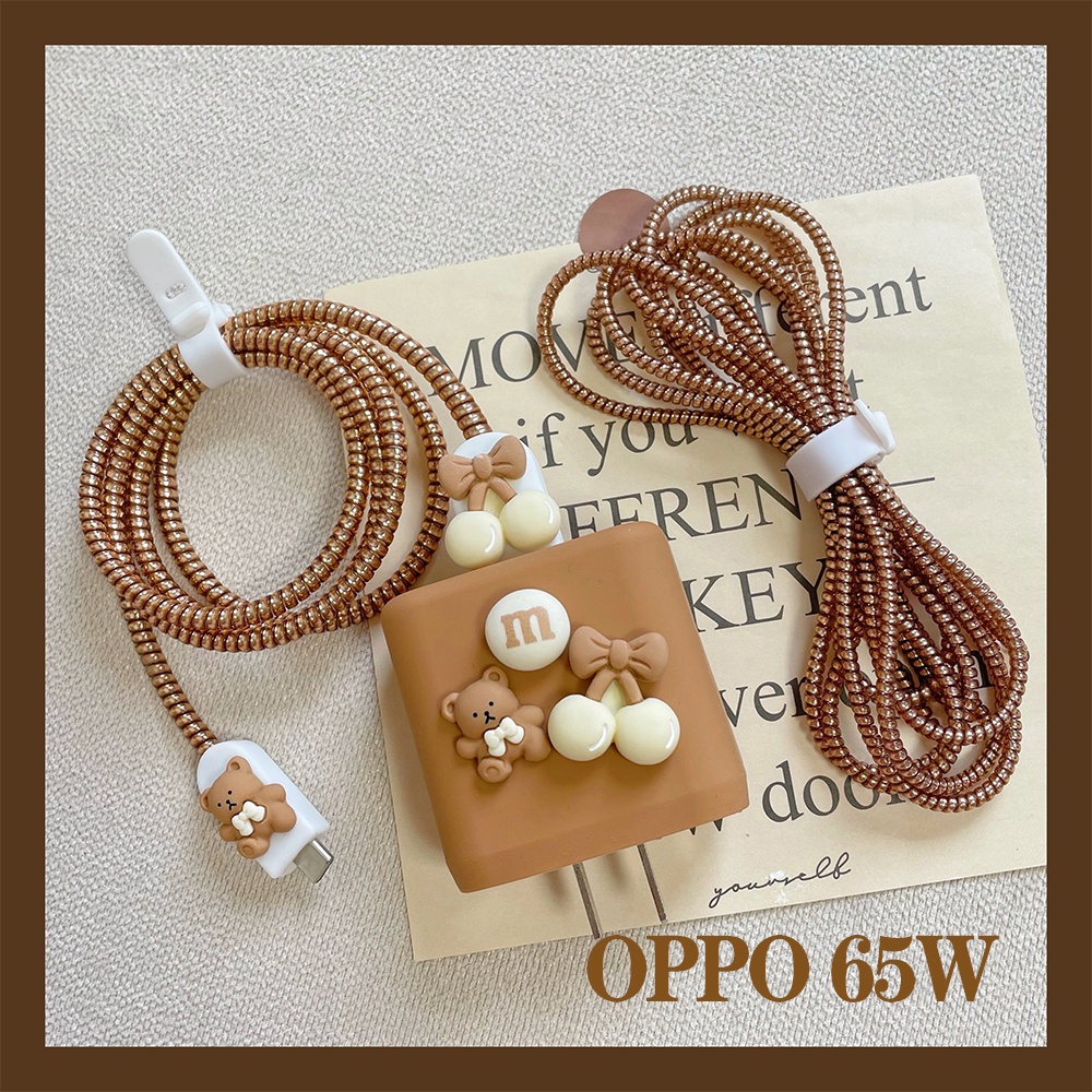 Đầu Bọc Bảo Vệ Dây Cáp Sạc USB OPPO 65W Hình Gấu Nâu Dễ Thương