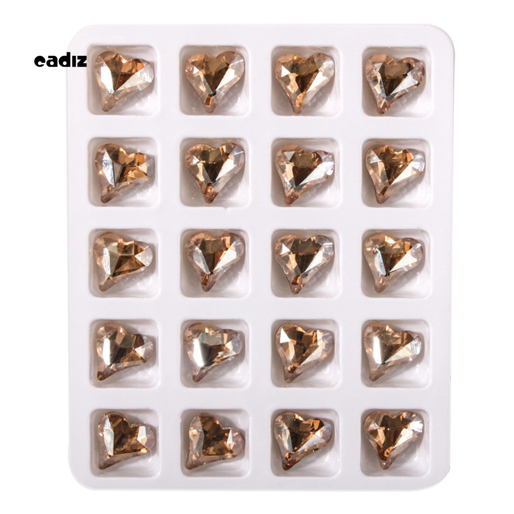 Set 20 Hạt Đá 3D Không Phai Hình Trái Tim Trang Trí Móng Tay / Điện Thoại