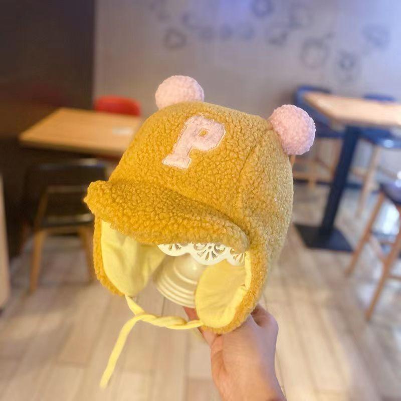 PVN55333 Mũ Lưỡi Trai Len Cho Bé Có Dây Buộc 0-2 Tuổi Chữ P Giá Rẻ