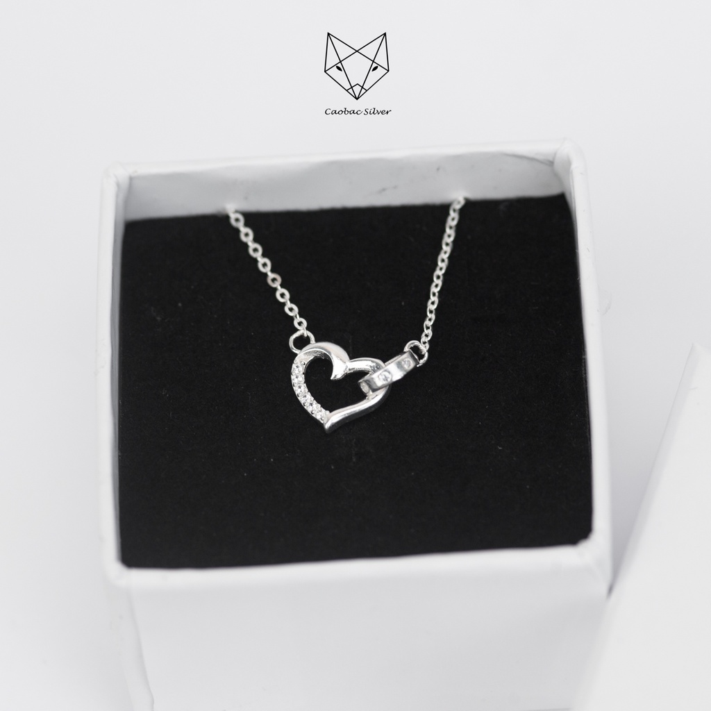 Dây Chuyền Bạc Ta Cao Cấp CaoBac Silver Tim Sơi Đá Sợi Trơn Lồng Nhẫn Độc Đáo, Mới Lạ Dành Tặng Riêng Cho Bạn Gái