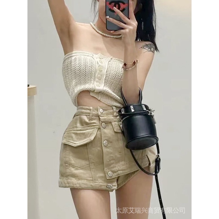 Chân Váy Denim Chữ A Miniskirt Thời Trang Mùa Hè 2022 Phong Cách Mới Cho Nữ