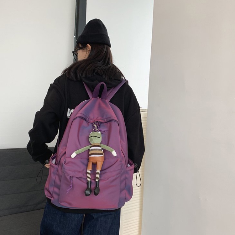 IELGY Balo Màu Trơn Chống Thấm Nước Sức Chứa Lớn Phong Cách Hàn Quốc Cho Nữ