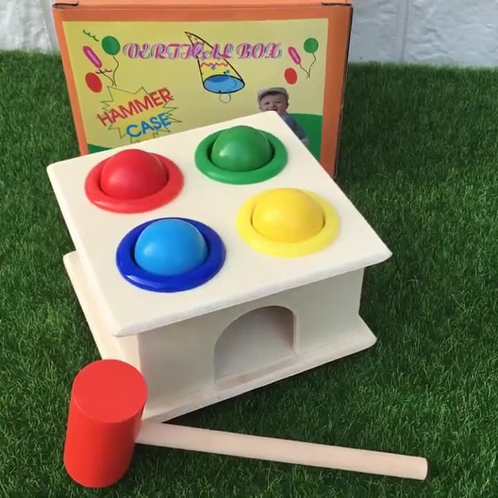 Đồ chơi hộp đập bóng búa gỗ và 4 bóng vui nhộn cho bé