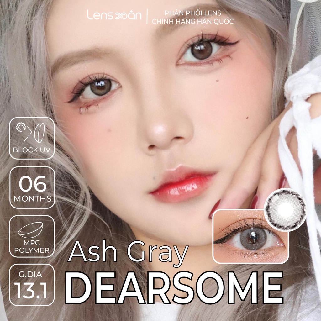 Kính áp tròng cận 6 tháng LENS XOẮN lens tây viền nhẹ tự nhiên OLOLA DEARSOME ASH GRAY MILK BROWN #7