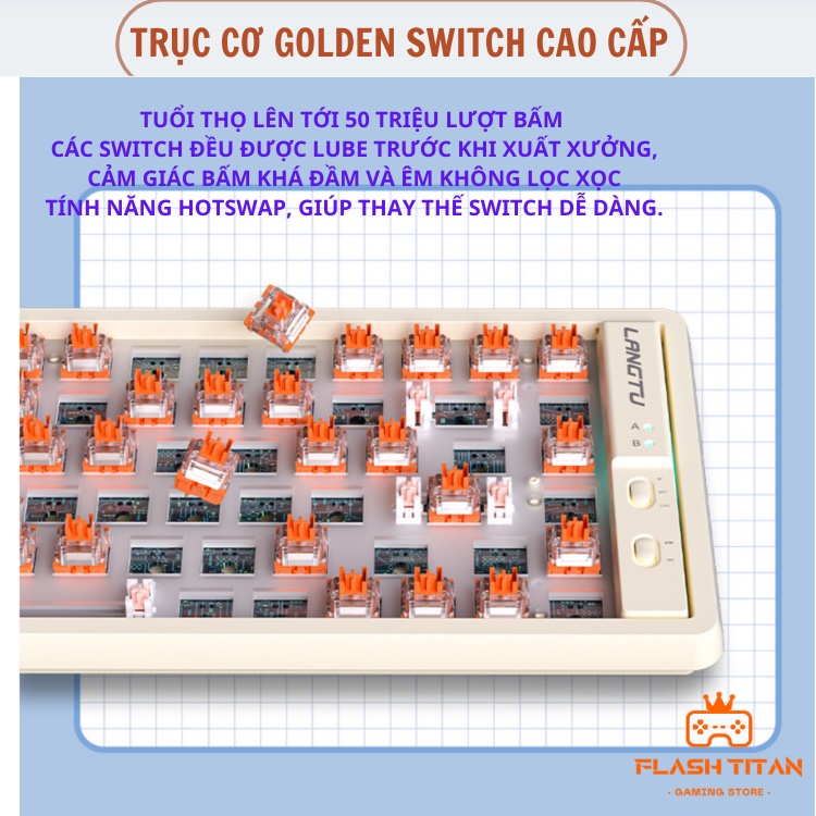 Bàn Phím Cơ HOTSWAP LANGTU GK102 GoldenSwitch Bàn phím cơ cao cấp dành cho game thủ - Bảo Hành 12 Tháng | BigBuy360 - bigbuy360.vn