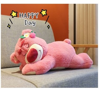 Gấu bông losto dâu hồng lông mềm mịn cho bé, gấu bông size 60cm