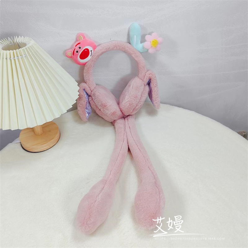 Gấu dâu Lotso Bông Chụp Tai Hình Gấu / Vịt Donald / Gấu Pooh / Gấu Pooh Mềm Mại Ấm Áp Thời Trang Cho Bé