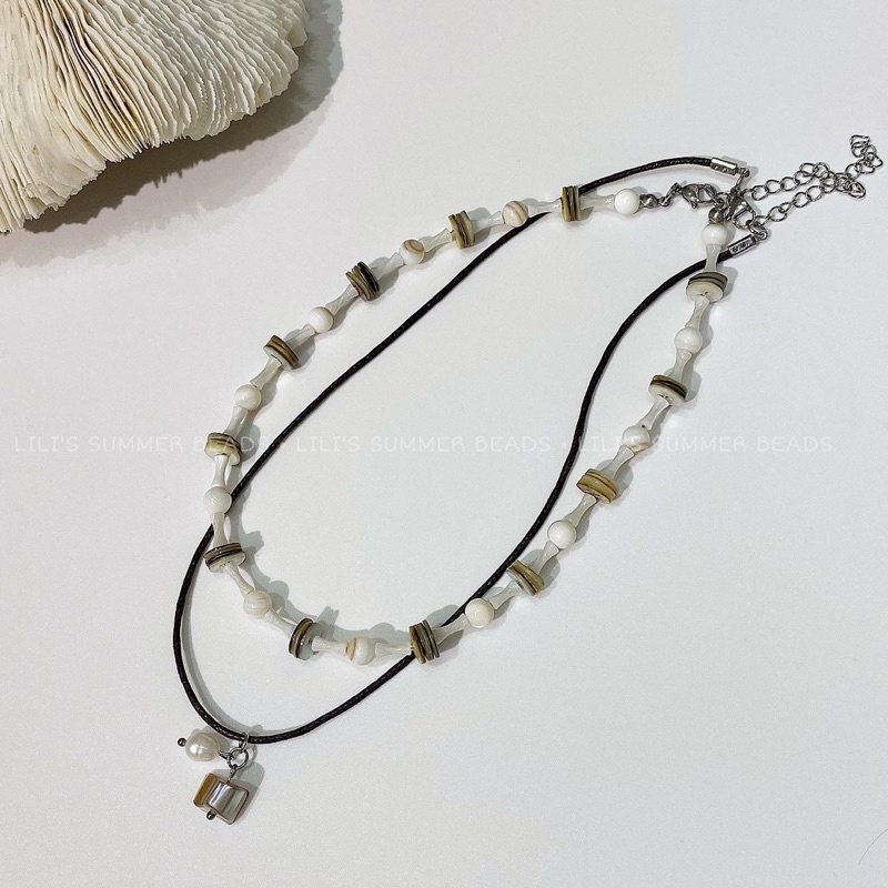Vòng cổ phối ngọc xà cừ LILI THUẦN NECKLACE SET - LILI’S SUMMER BEADS