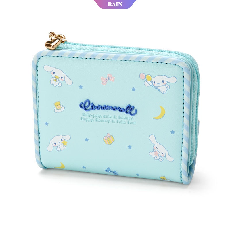Sanrio Ví Da Pu Gập Có Khóa Kéo Đựng Tiền Xu In Hình Anime Hello Kitty My Melody Kuromi Cinnamoroll Đáng Yêu Cho Nữ [RAIN]