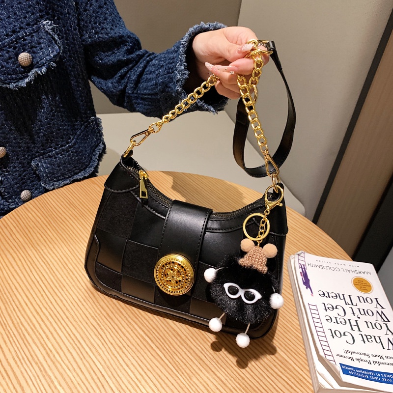 Túi Đeo Chéo Đan Lát Màu Sắc Tương Phản Phong Cách Hàn Quốc Dành Cho Nữ