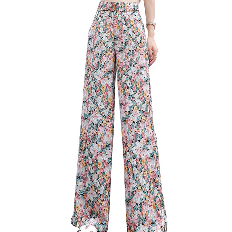 Quần ống rộng Palazzo Lưng Cao Co Giãn In Họa Tiết Hoa Phong Cách Boho Cho Nữ