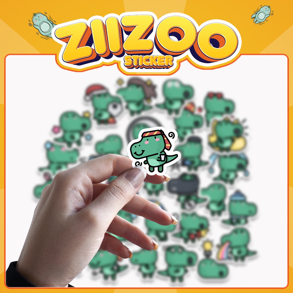 Set 30 Sticker Cá Sấu Xanh Cute, hình dán trang trí bình nước, điện thoại, laptop, mũ bảo hiểm, sticker làm quà tặng