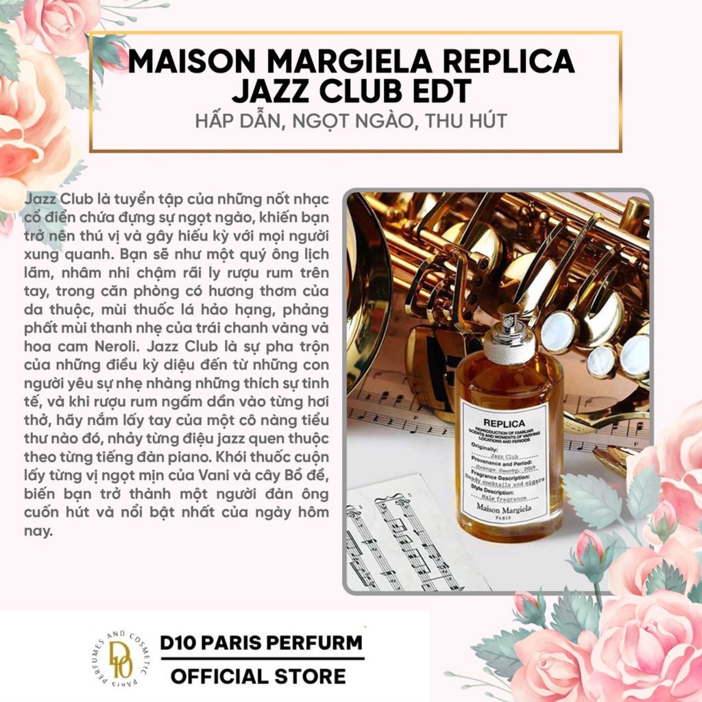 Nước hoa nam nữ thơm lâu Replica Jazz Club lưu hương 6-12h phong cách thu hút nổi bật.