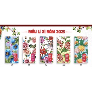 Bao lì xì xấp 10 cái- 5 mẫu hoa lá mùa xuân