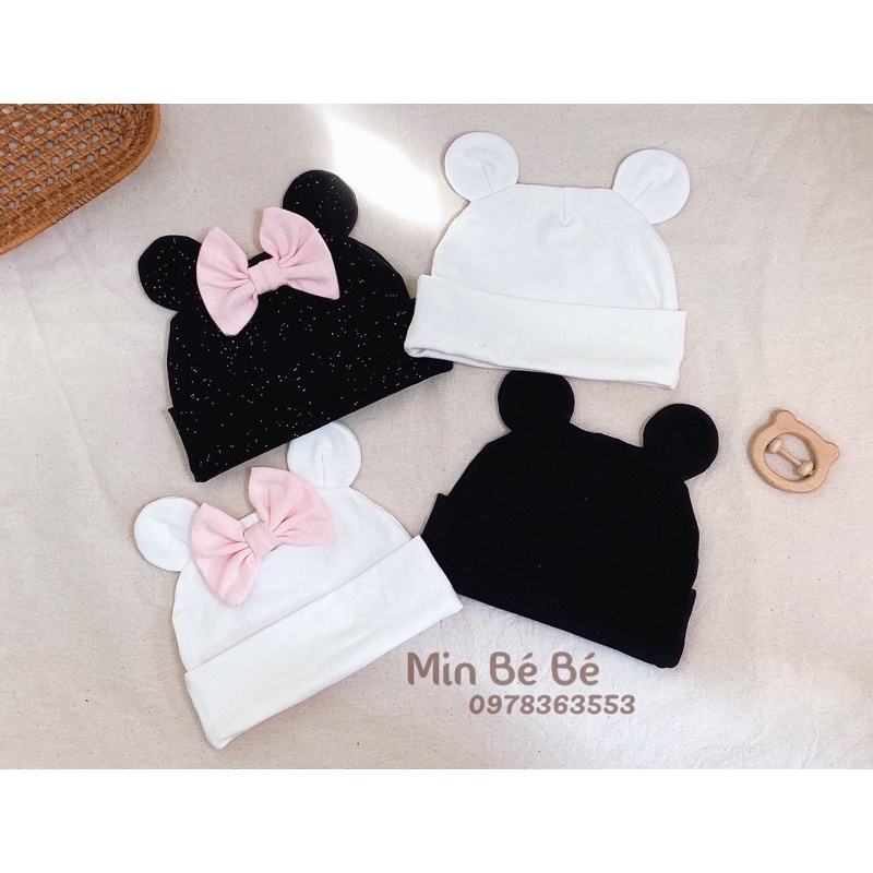 Mũ tai gấu, mũ mickey nơ cho bé